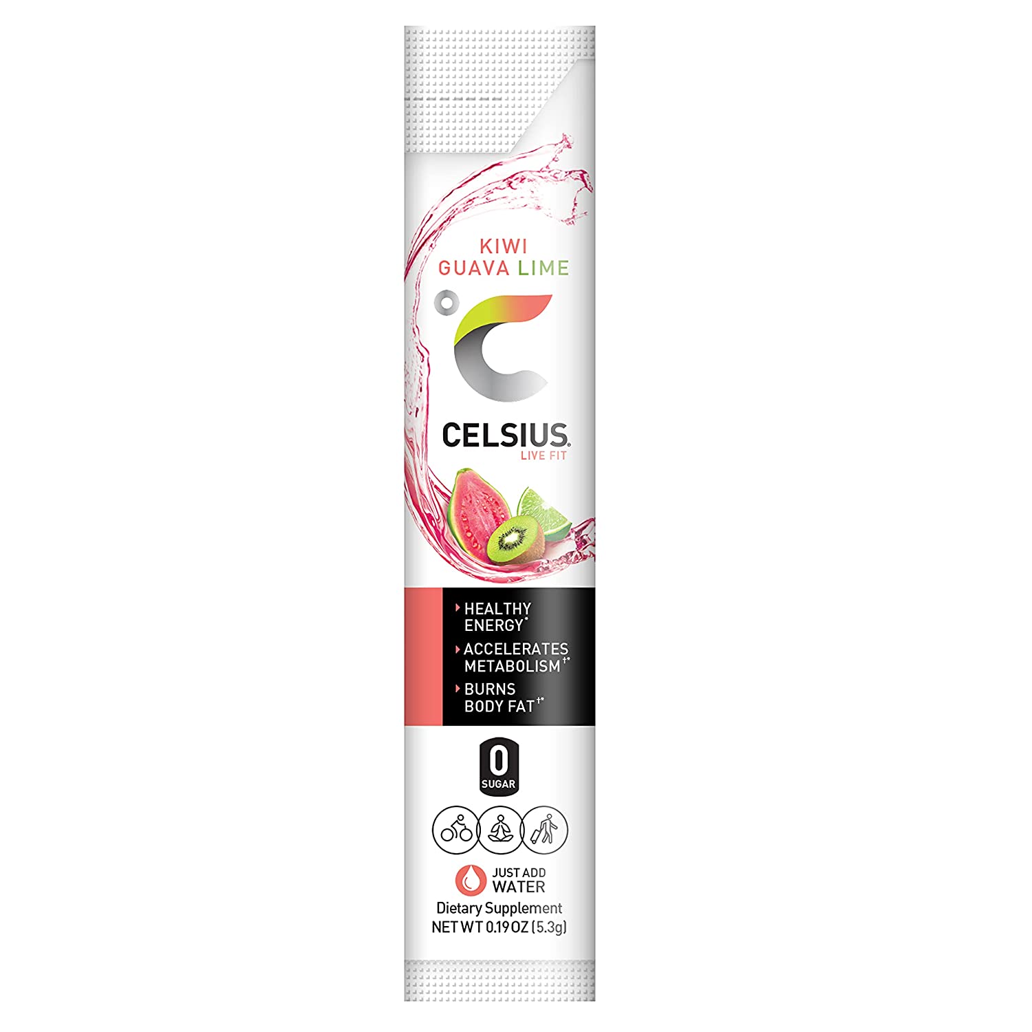 CELSIUS Dragonfruit Lime On-the-Go Powder Stick Packs， Zero Sugar (14 Sticks per Pack) - Image 3